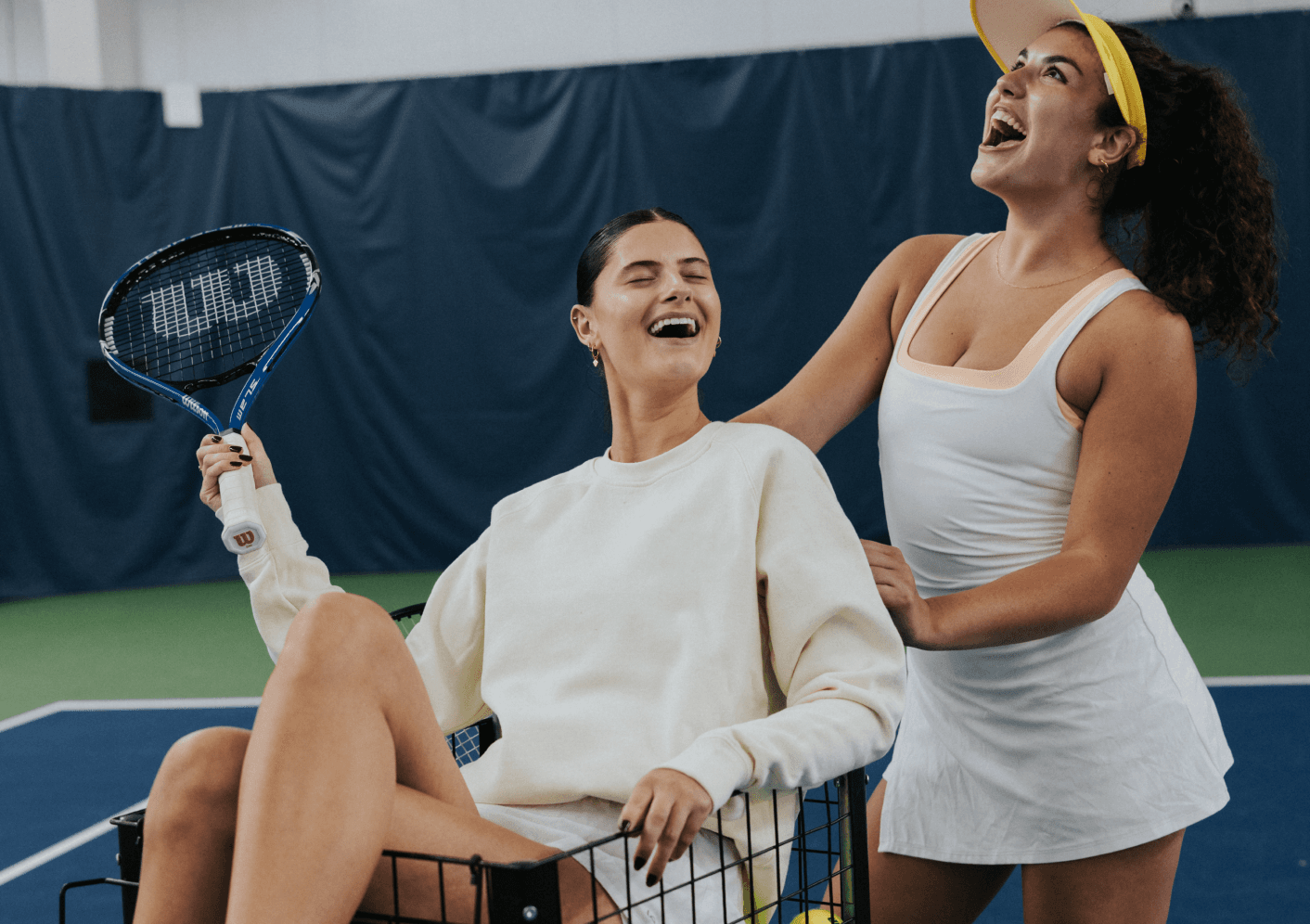 Players chilling on tennis court